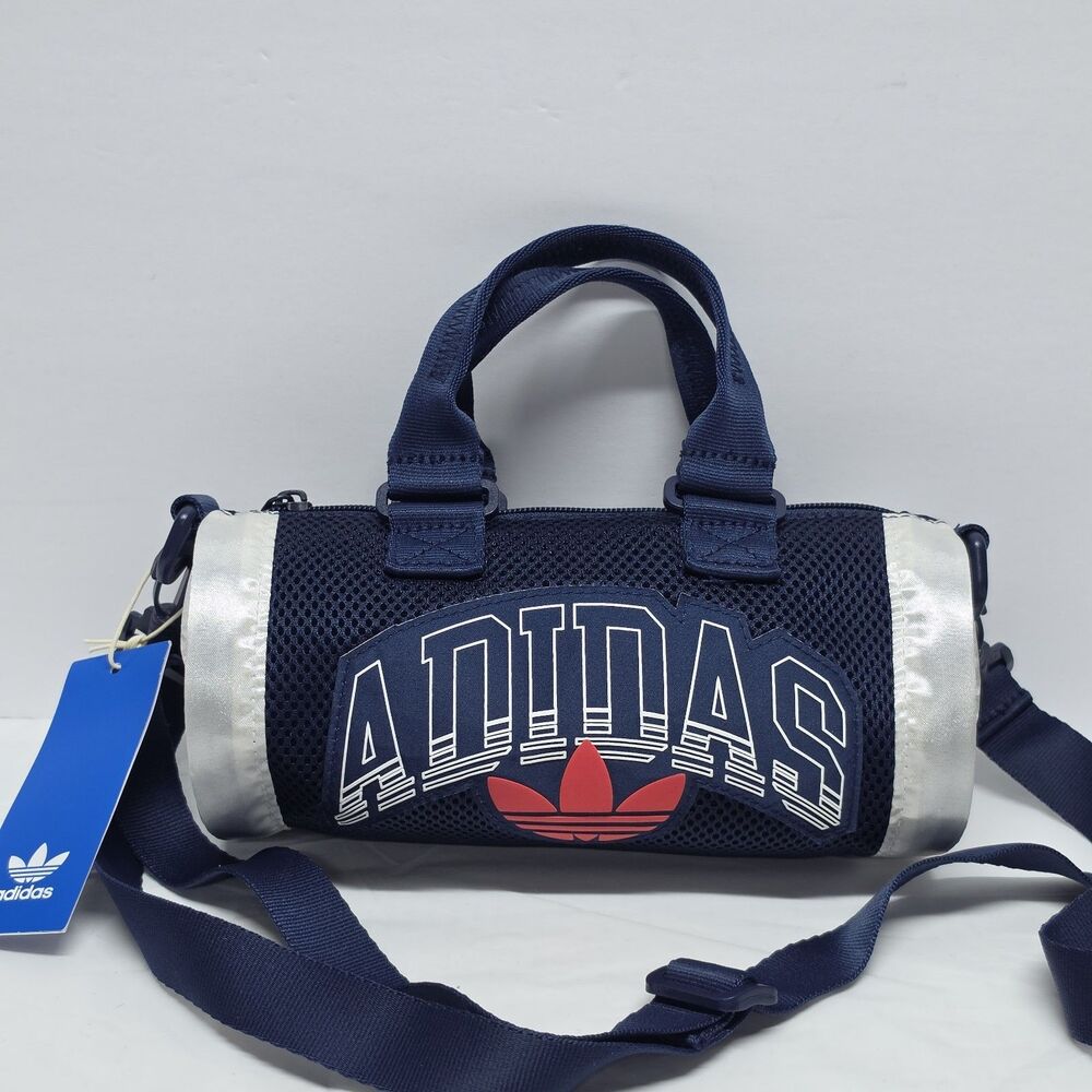 Adidas Originals Mini Duffle Bag Navy Crossbody Cylinder Retro Style NWT